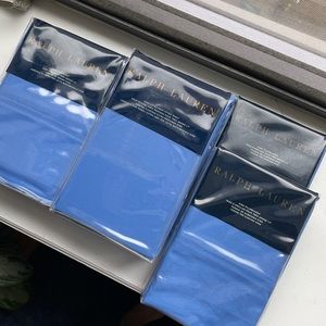 NWT RALPH LAUREN HOME KING SHEET SET + PILLOWCASES RL-464 SOLID PERCALE BLUE